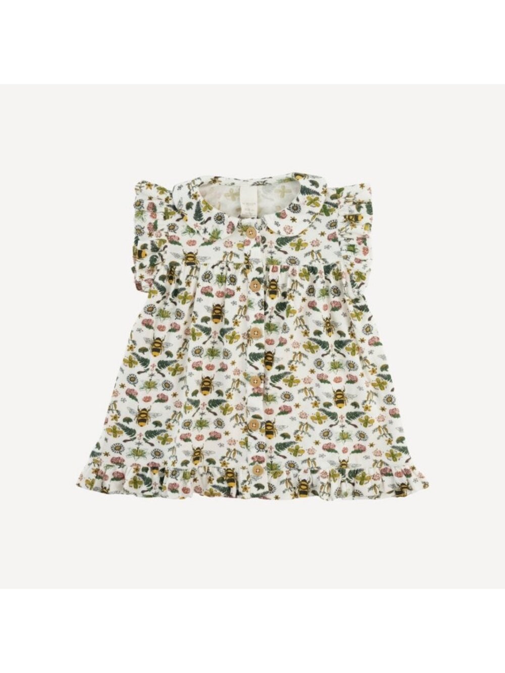 Kate Quinn Sleeveless Peter Pan Ruffle Top Spring Litho Bee 12-18 mo The Woods